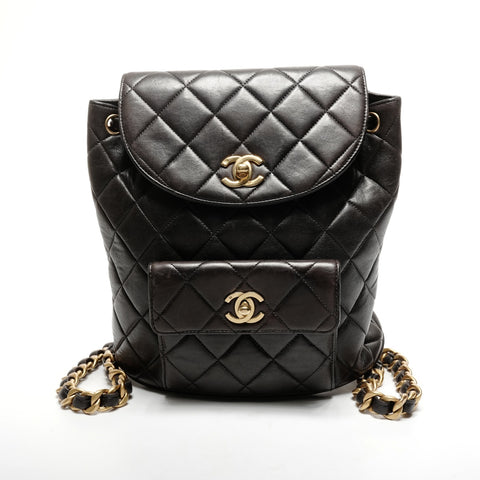 CHANEL No. 3 1994-1996 Duma Matelasse Lambskin Backpack  Daypack black WS25285