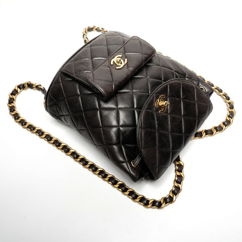 CHANEL No. 3 1994-1996 Duma Matelasse Lambskin Backpack  Daypack black WS25285