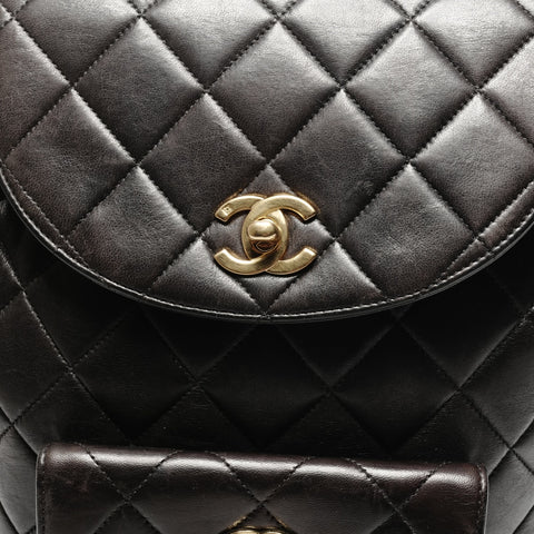 CHANEL No. 3 1994-1996 Duma Matelasse Lambskin Backpack  Daypack black WS25285