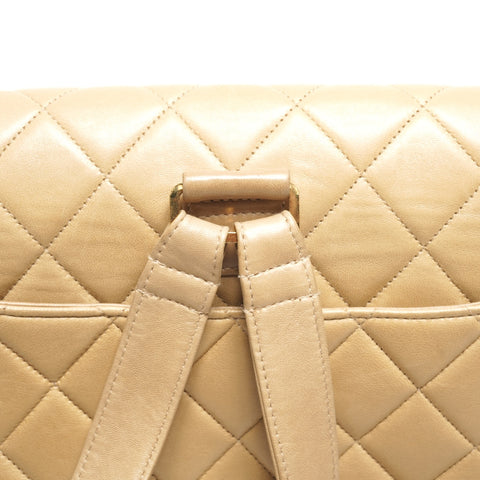 CHANEL No. 3 1994-1996 Lambskin Matelasse Flap Backpack  Daypack beige WS25286
