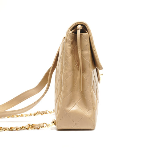 CHANEL No. 3 1994-1996 Lambskin Matelasse Flap Backpack  Daypack beige WS25286