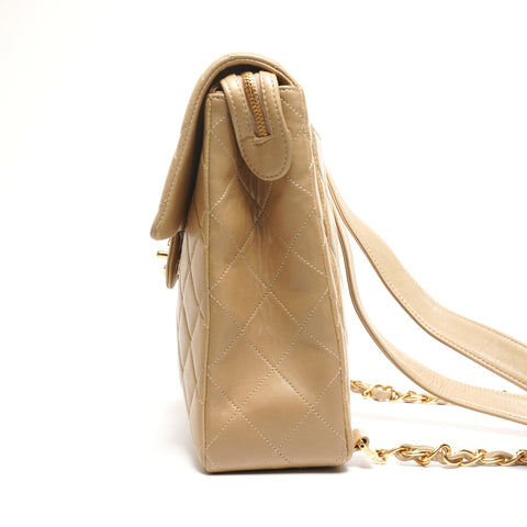 CHANEL Nr. 3 1994-1996 Lammleder Matelasse Flap Rucksack Daypack beige WS25286