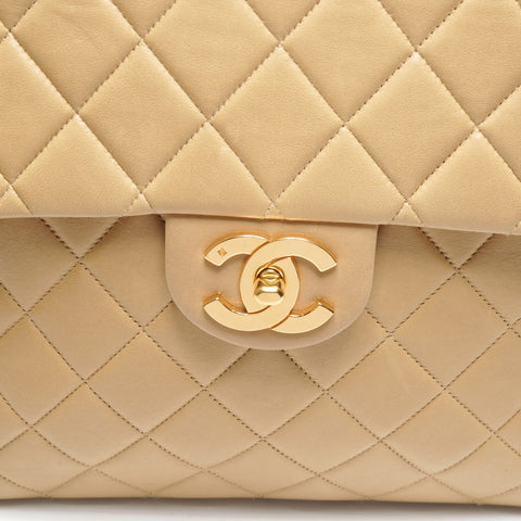 CHANEL Nr. 3 1994-1996 Lammleder Matelasse Flap Rucksack Daypack beige WS25286