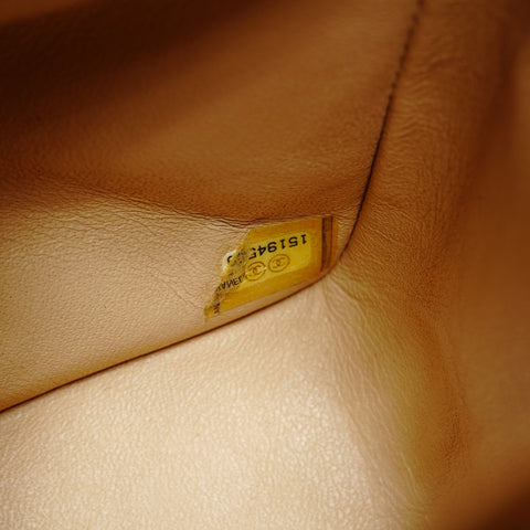 CHANEL 15th Series 2011 Caviar Skin Double Flap Matelasse 11.8" Silver Metal Shoulder Bag beige WS25287