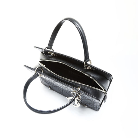 Christian Dior Lady Dior Cannage Stitch 2-way Calf Leather Handbag black WS25290