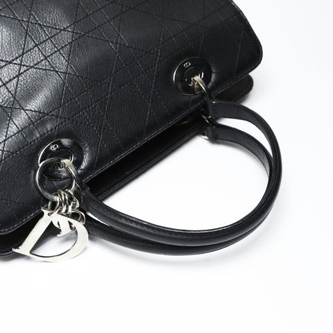 Christian Dior Lady Dior Cannage Stitch 2-way Sac à main en cuir de veau noir WS25290