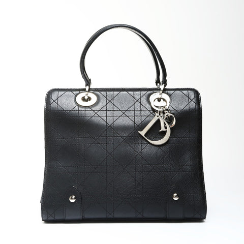 Christian Dior Lady Dior Cannage Stitch 2-way Calf Leather Handbag black WS25290