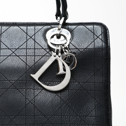 Christian Dior Lady Dior Cannage Stitch 2-way Calf Leather Handbag black WS25290