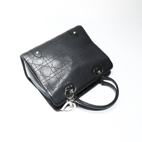 Christian Dior Lady Dior Cannage Stitch 2-way Sac à main en cuir de veau noir WS25290