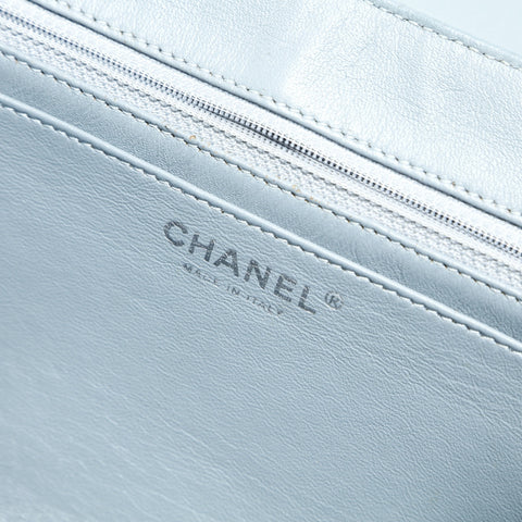 CHANEL Nr. 11 2006-2008 Akkordeon Lammfellkette COCO Mark Umhängetasche blau WS25291