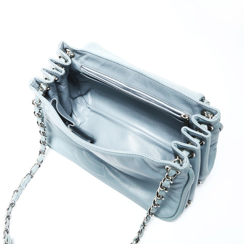 CHANEL No. 11 2006-2008 Accordion Lambskin Chain COCO Mark Shoulder Bag blue WS25291