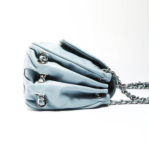 CHANEL No. 11 2006-2008 Accordion Lambskin Chain COCO Mark Shoulder Bag blue WS25291