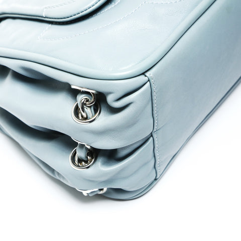 CHANEL Nr. 11 2006-2008 Akkordeon Lammfellkette COCO Mark Umhängetasche blau WS25291