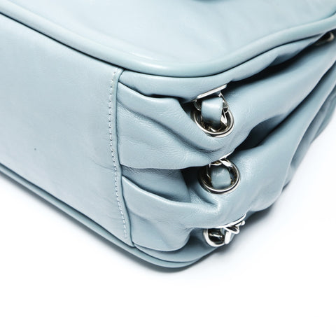 CHANEL Nr. 11 2006-2008 Akkordeon Lammfellkette COCO Mark Umhängetasche blau WS25291