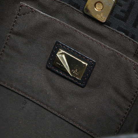 FENDI Zucchino canvas tote Handbag black WS25294