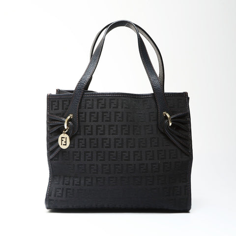 FENDI Zucchino canvas tote Handbag black WS25294