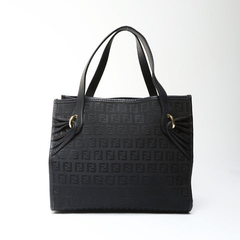 FENDI Zucchino canvas tote Handbag black WS25294
