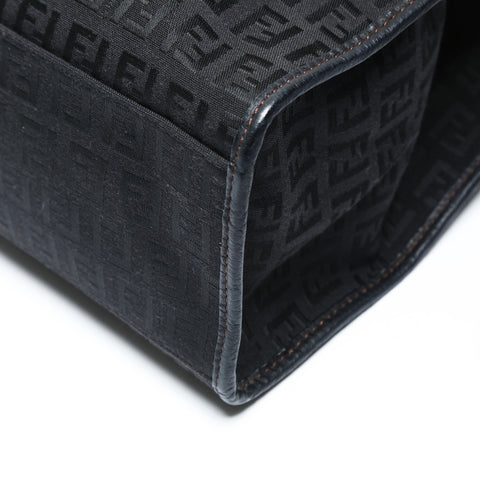 FENDI Zucchino canvas tote Handbag black WS25294