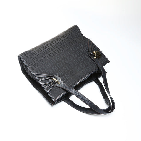 FENDI Zucchino canvas tote Handbag black WS25294
