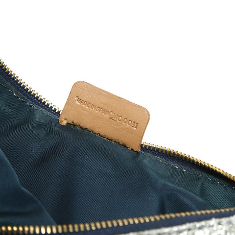 Christian Dior Saddlebag pouch with glitter Shoulder Bag Silver WS25297