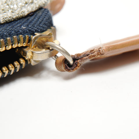 Christian Dior Saddlebag pouch with glitter Shoulder Bag Silver WS25297