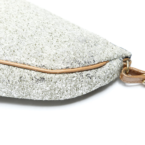 Christian Dior Saddlebag pouch with glitter Shoulder Bag Silver WS25297