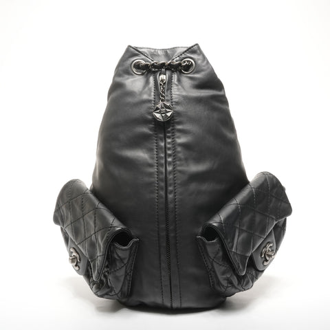 CHANEL No. 17 2012-2013 Leather Chain Backpack  Daypack black WS25302