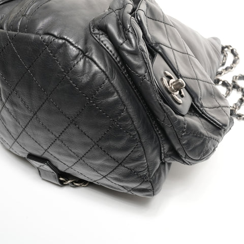 CHANEL No. 17 2012-2013 Leather Chain Backpack  Daypack black WS25302