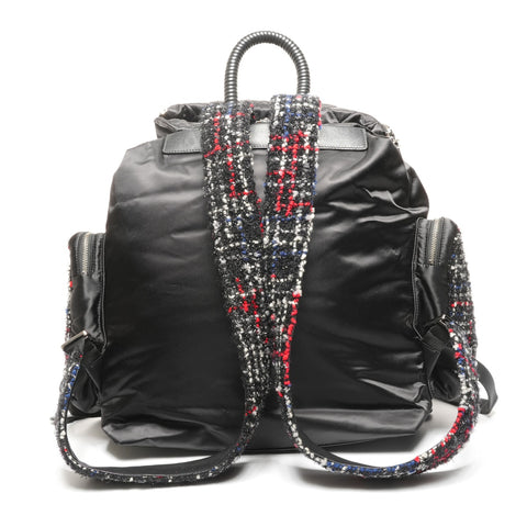 CHANEL 24th series 2017-2018 Tweed nylon quilted Backpack  Daypack black WS25305