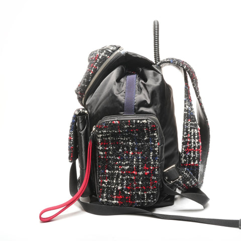 CHANEL 24th series 2017-2018 Tweed nylon quilted Backpack  Daypack black WS25305
