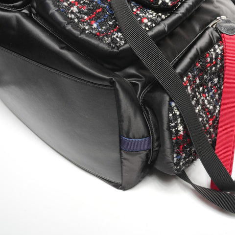 CHANEL 24th series 2017-2018 Tweed nylon quilted Backpack  Daypack black WS25305