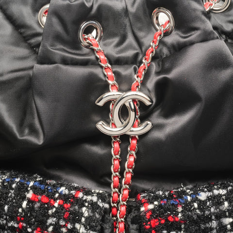 CHANEL 24th series 2017-2018 Tweed nylon quilted Backpack  Daypack black WS25305