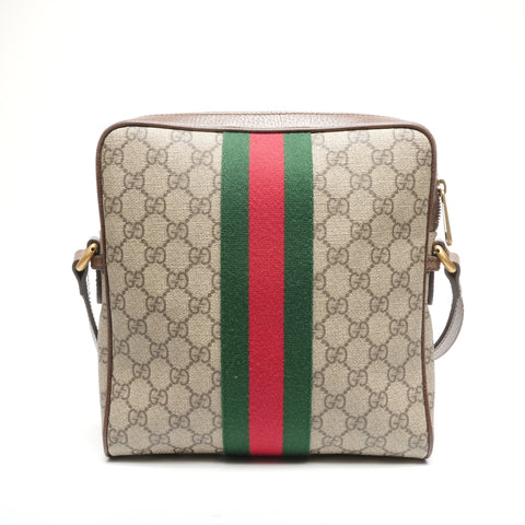 GUCCI PVC Sherry Line GG Supreme Shoulder Bag Brown WS25307