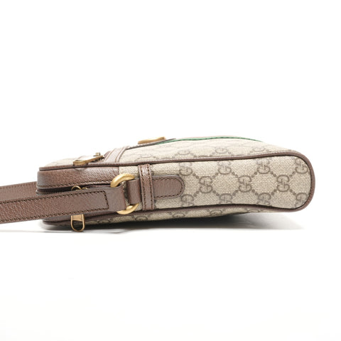 GUCCI PVC Sherry Line GG Supreme Shoulder Bag Brown WS25307