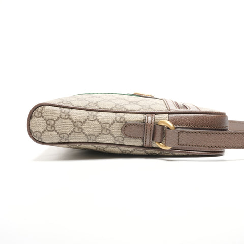 GUCCI PVC Sherry Line GG Supreme Shoulder Bag Brown WS25307