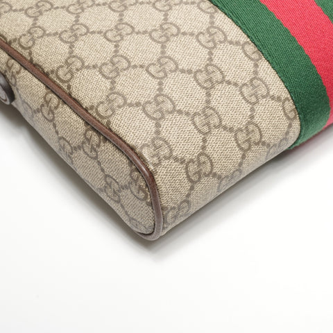 GUCCI PVC Sherry Line GG Supreme Shoulder Bag Brown WS25307