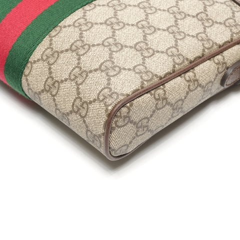 GUCCI PVC Sherry Line GG Supreme Shoulder Bag Brown WS25307