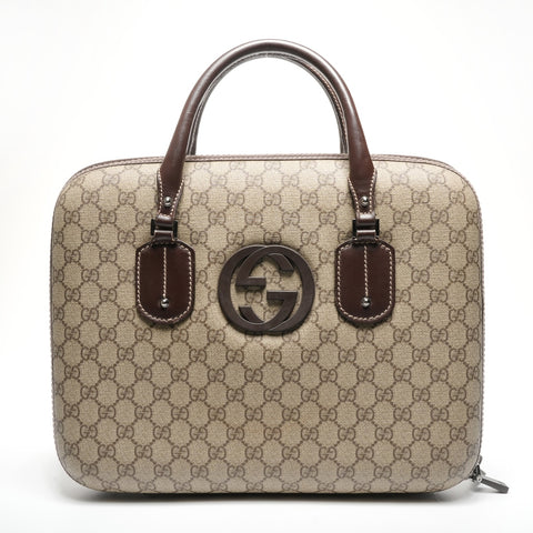 GUCCI GG Supreme PVC briefcase business bag Handbag Brown WS25311