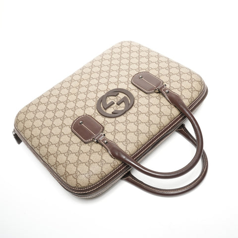 GUCCI GG Supreme PVC briefcase business bag Handbag Brown WS25311