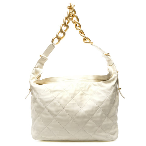 CHANEL IC Plate Chain Hobo Shoulder Bag white WS25312