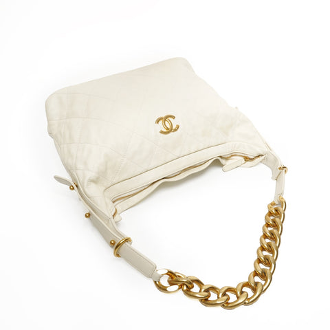 CHANEL IC Plate Chain Hobo Shoulder Bag white WS25312