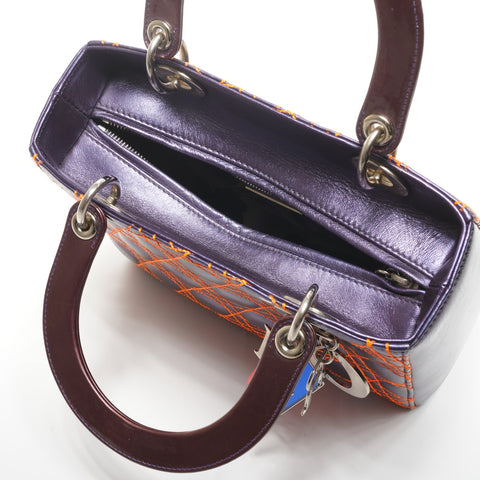 Christian Dior Lady Dior Cannage Medium Anselm Lyle 2-way Handbag Purple orange WS25313