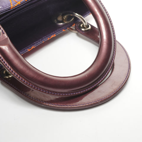 Christian Dior Lady Dior Cannage Medium Anselm Lyle 2-way Handbag Purple orange WS25313