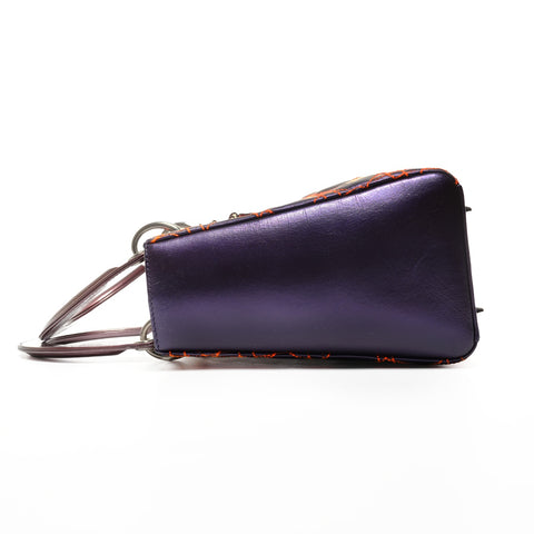 Christian Dior Lady Dior Cannage Medium Anselm Lyle 2-way Handbag Purple orange WS25313