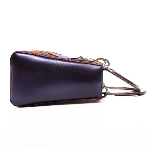 Christian Dior Lady Dior Cannage Medium Anselm Lyle 2-way Handbag Purple orange WS25313