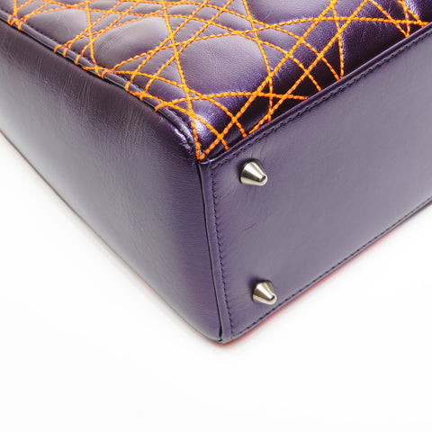 Christian Dior Lady Dior Cannage Medium Anselm Lyle 2-way Handbag Purple orange WS25313