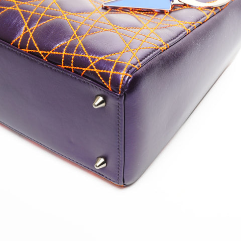 Christian Dior Lady Dior Cannage Medium Anselm Lyle 2-way Handbag Purple orange WS25313