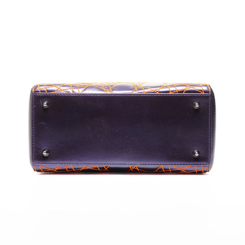 Christian Dior Lady Dior Cannage Medium Anselm Lyle 2-way Handbag Purple orange WS25313
