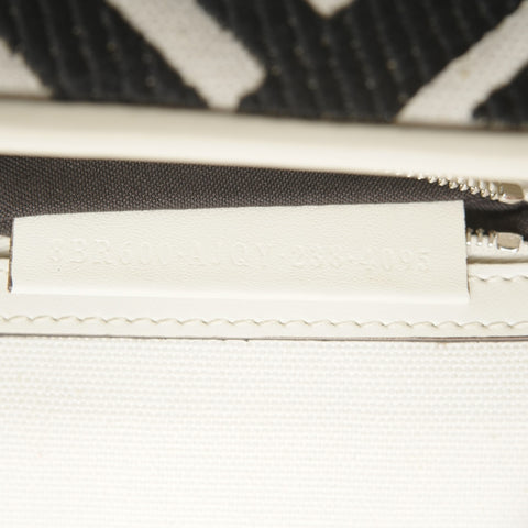 FENDI FF Jacquard Fabric Bucket Canvas 2way Handbag White black WS25314