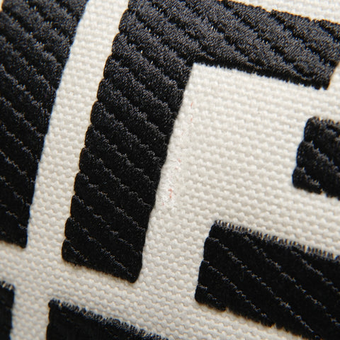 FENDI FF Jacquard Fabric Bucket Canvas 2way Handbag White black WS25314